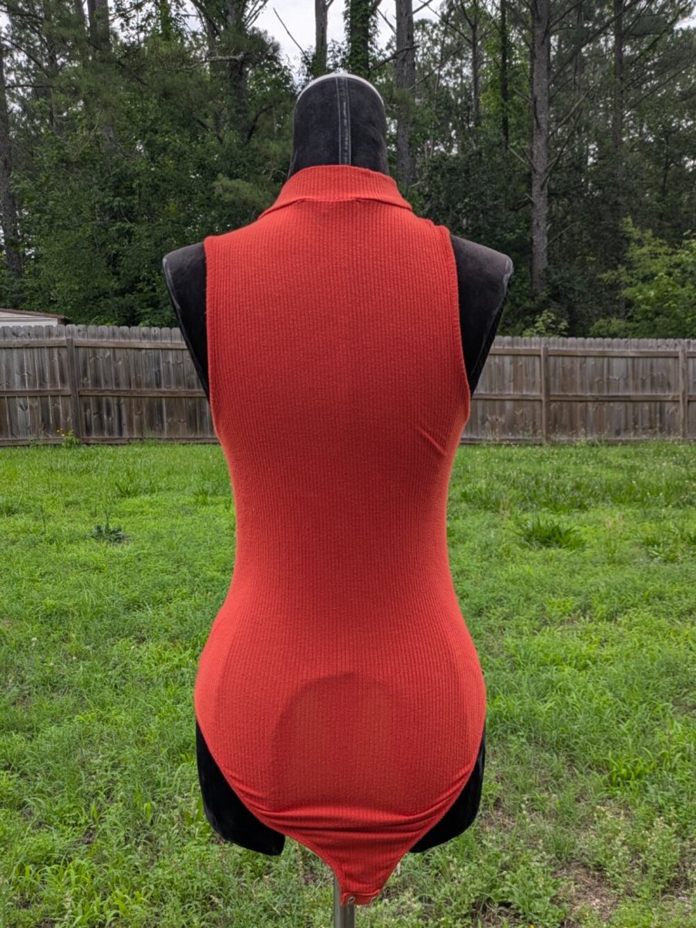 Small Mock Neck Orange Bodysuit - Picture 4 of 5